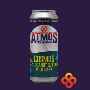 Can of Cosmos non-alcoholic peanut butter dark stout by atmos brewing company and NA Beer Club