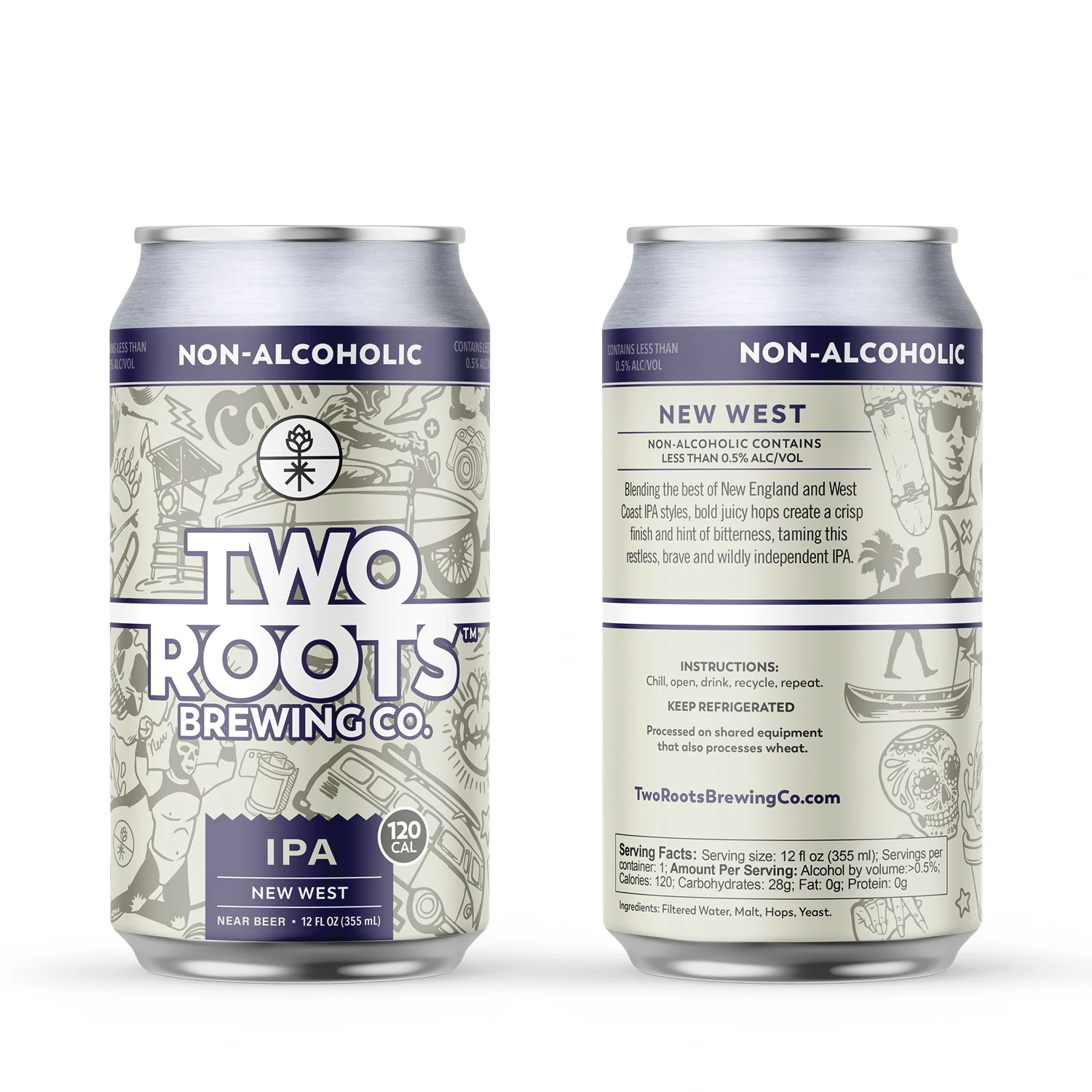 New West Non Alcoholic IPA by Two Roots Brewing
