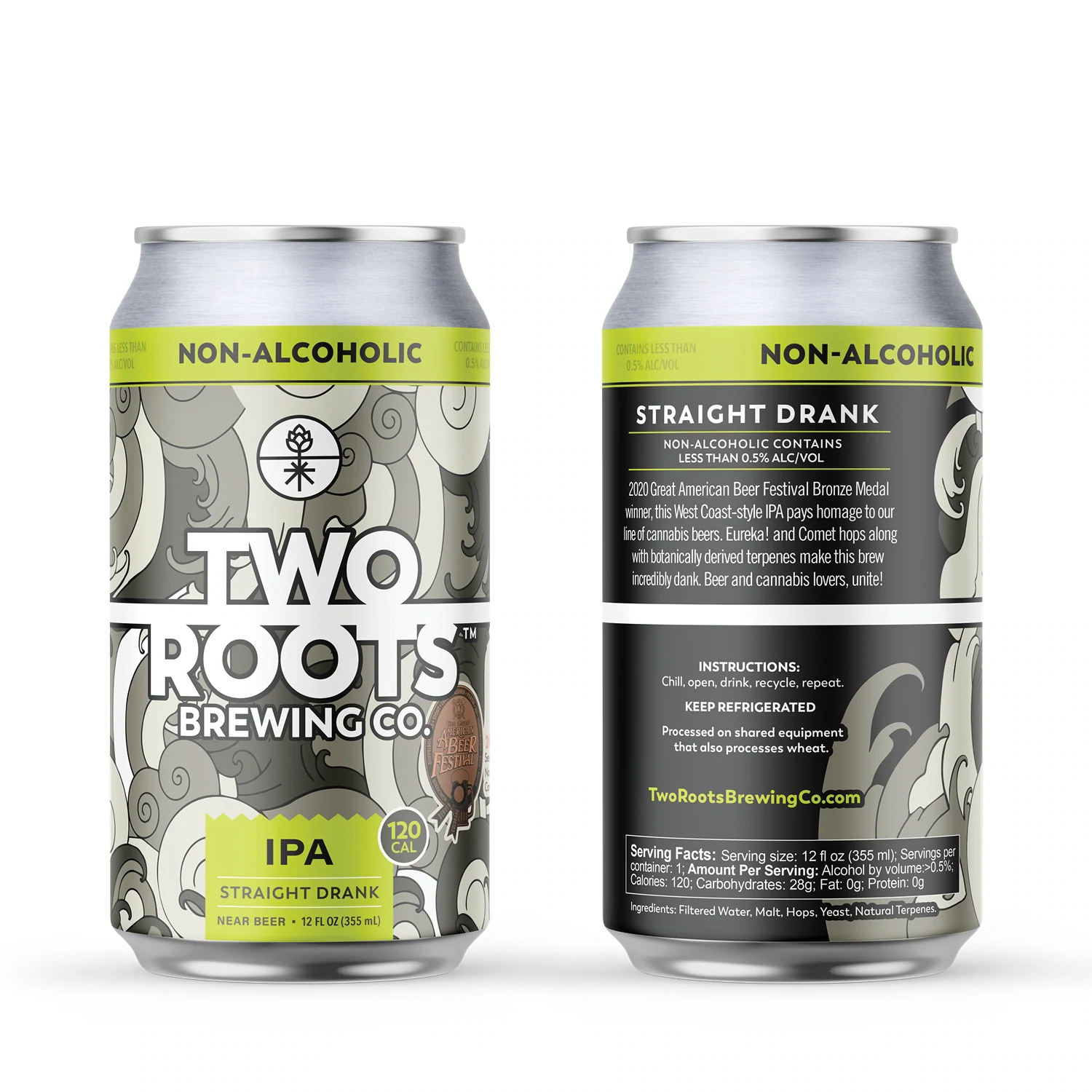 Straight Drank non Alcoholic IPA by Two Roots Brewing