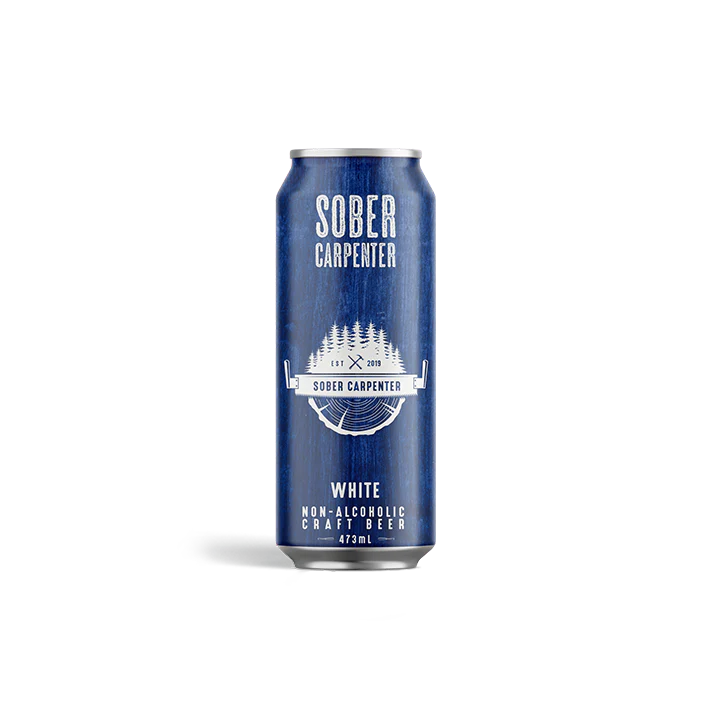 Can of non-alcoholic white ale by sober carpenter