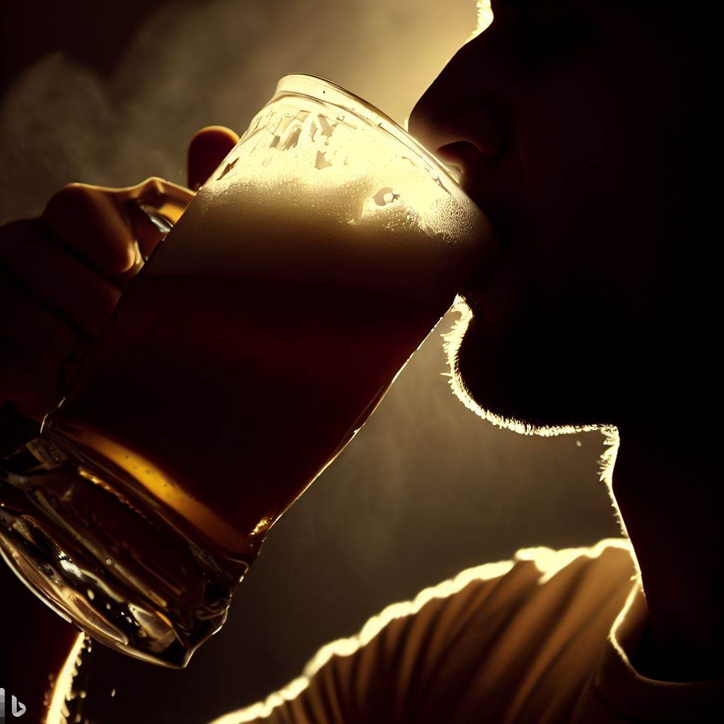 guy drinking non-alcoholic beer from a glass