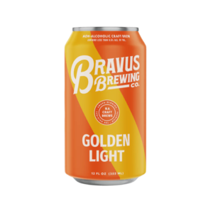 a can of bravus brewings non alcoholic beer golden light ale