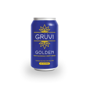 a can of non-alcoholic golden lager by gruvi