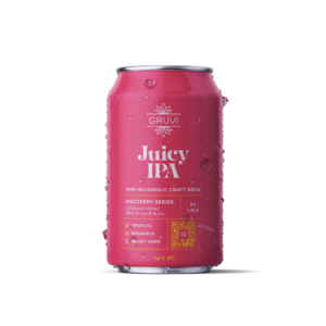 can of juicy ipa non-alcoholic beer by gruvi