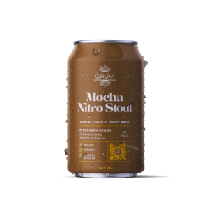 can of non-alcoholic beer mocha nitro stout by Gruvi