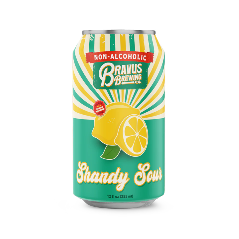 can of non-alcoholic shandy sour by bravus brewing company