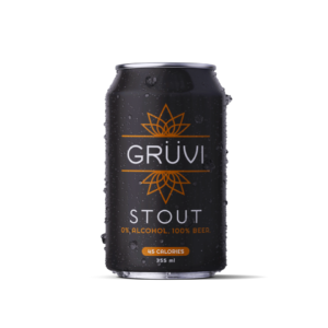can of non-alcoholic stout by gruvi