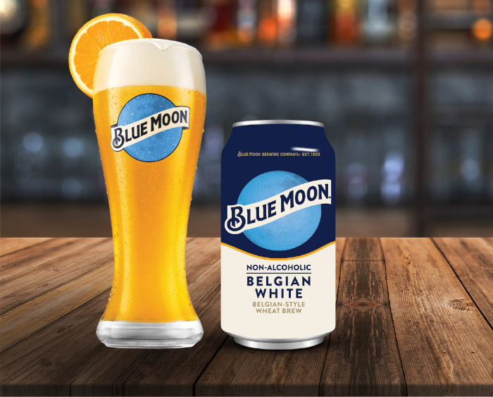 A concept by Molson-Coors of Blue Moon's non-alcoholic beer to be launched by January of 2024