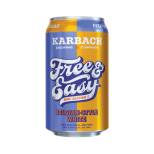 Can of Free and Easy Non-alcoholic Belgian Style White by karbach brewing