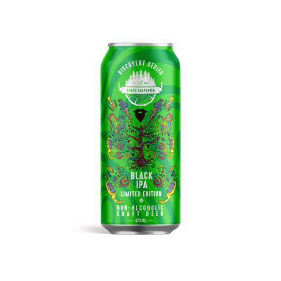 can of non-alcoholic black ipa by sober carpetner