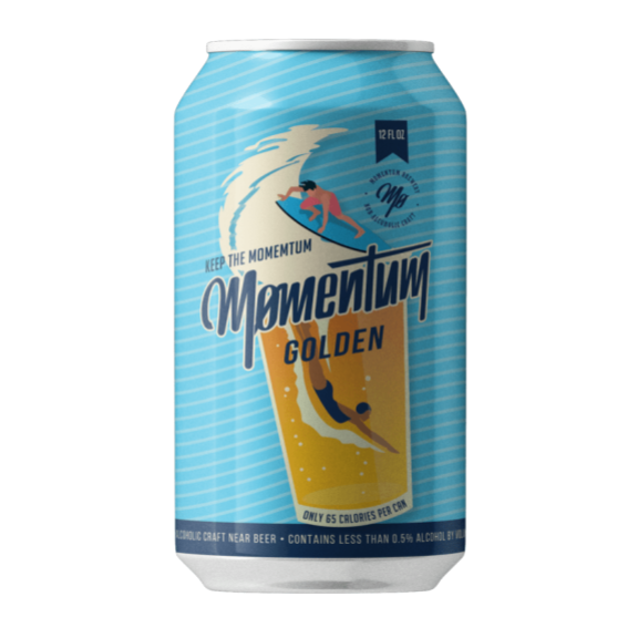 can of momentum golden non alcoholic beer by momentum brewery