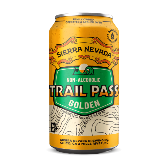 can of trail pass golden non alcoholic beer by sierra nevada