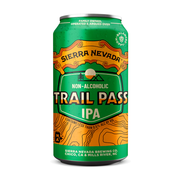 can of trail pass ipa non alcoholic beer by sierra nevada