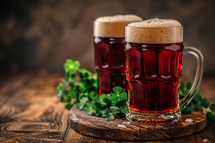 glass of non alcoholic irish-red-ale on sait patricks day