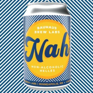 can of nah helles non alcoholic beer by bauhaus brew labs