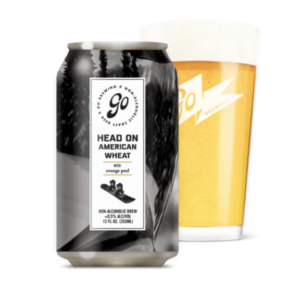 can of head on american wheat non-alcoholic beer by go brewing