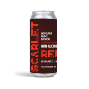 can of scarlet red ale non-alcoholic beer by woodland farms brewing