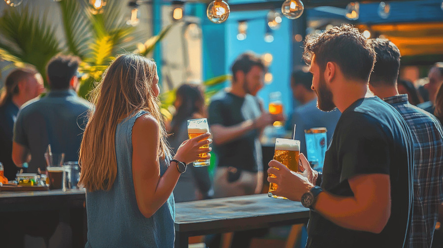 Group of people practicing damp drinking in a social setting