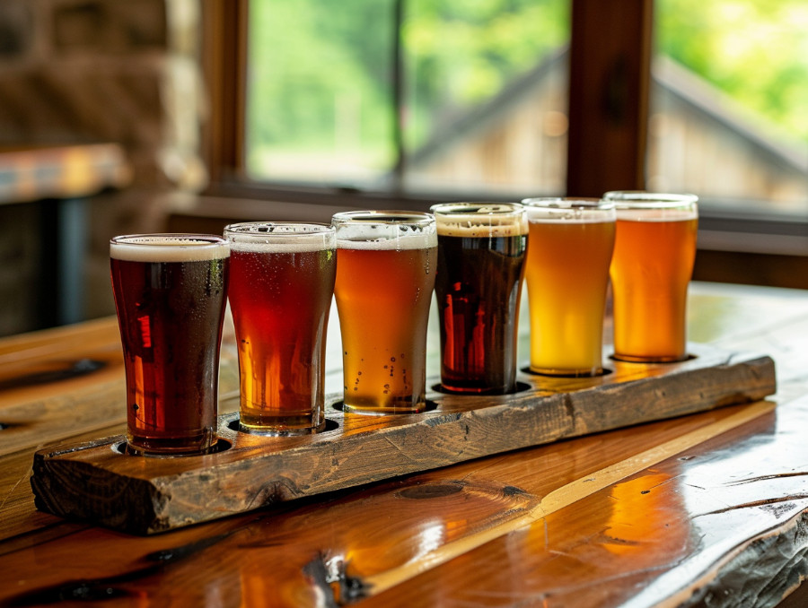 a flight of non-alcoholic beers for a damp january event