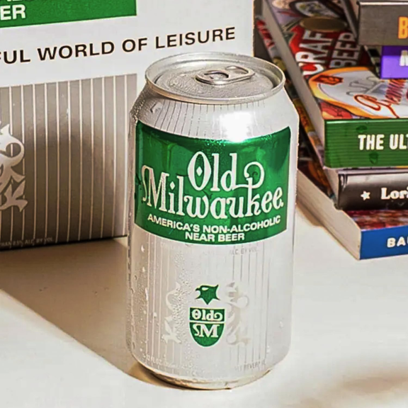 a can of old milwaukee non-alcoholic beer