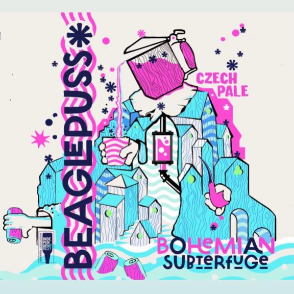 artwork for bohemian subterfuge czech pale non-alclholic by beaglepuss brewing