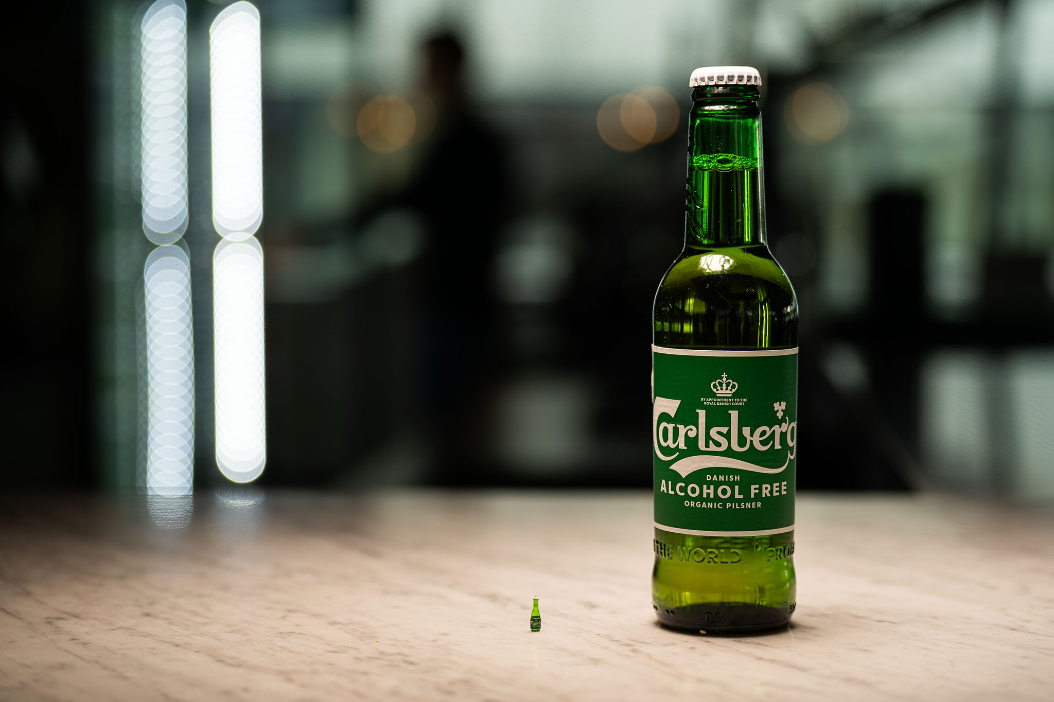 carlsberg worlds smallest beer non alcoholic comparison to normal sized beer