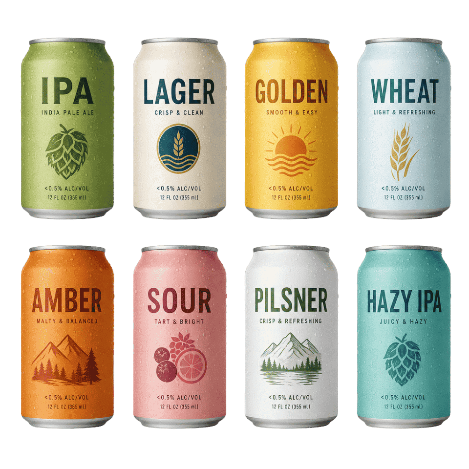 various styles of non-alcoholic beers on the na beer club gift subscription